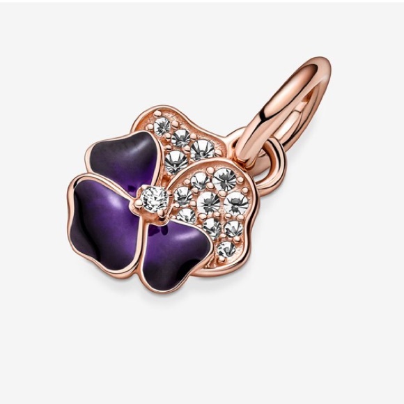 💜💜VIBRANT AND BEAUTIFUL DEEP PURPLE PANSY FLOWER DANGLE CHARM💜💜 - Picture 5 of 8